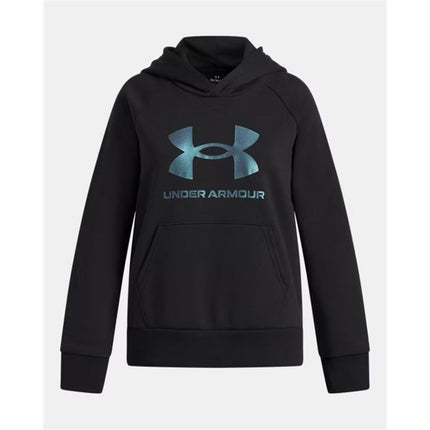 Hooded Sweatshirt for Girls Under Armour Rival Fleece Shimmer Hoodie Black