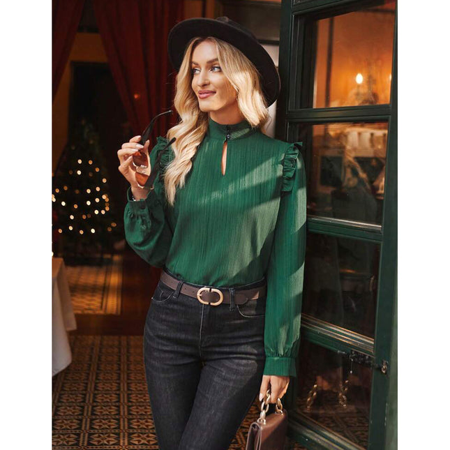 Fashion Tops Long Sleeve Autumn Open-hole Neckline Decoration - XdropX