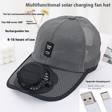 Solar Charging Fan Hat - Breathable Mesh UV Protection Baseball Cap For Men Women Summer Outdoor Sun Hat