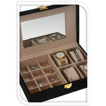 H&S Collection Sieradendoos - 25 X 16 X 7 Cm - Zwart - XdropX