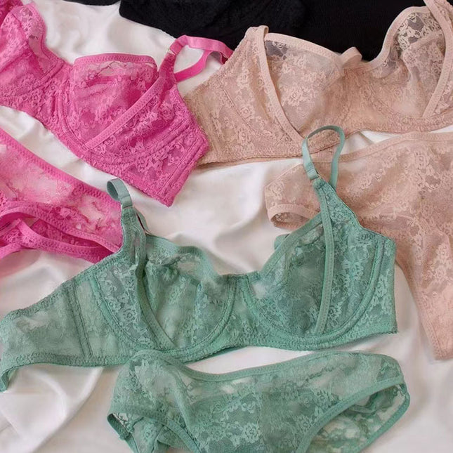 Lace Underwear With Steel Ring Push Up Bra Sexy Bra Set - XdropX