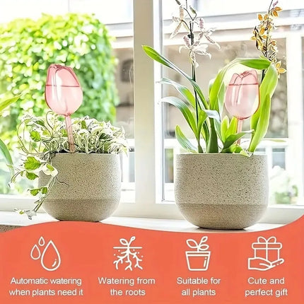 Pink Tulip Plant Watering Balls Suitable For Indoor And Outdoor Plants Automatic Plant Drippers Automatic Watering