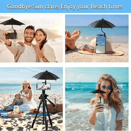 Draagbare telefoonparasol - Buitenparasol met clip, antireflecterend camerascherm, eenvoudig te installeren, geschikt voor strand, reizen en fotografie