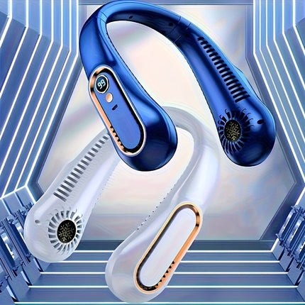Bladloze Nekventilator, USB Oplaadbare Draagbare Mini Sportventilator, Snelle Koeling en Veilige en Stille Ventilator, 5 Snelheden en Digitaal Display, Zomer Buiten Kampeerventilator