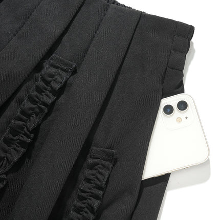 New Commuter Skirt Figure-flattering Black Fashion Pleated Maxi A-line