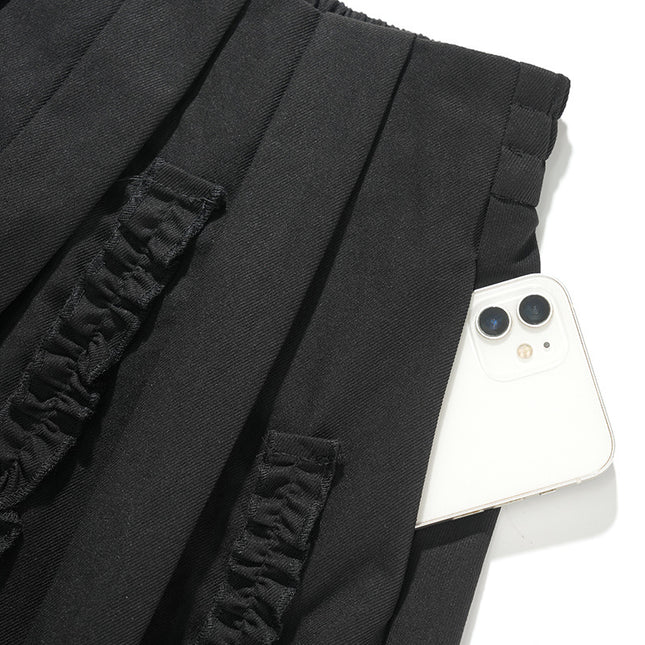 New Commuter Skirt Figure-flattering Black Fashion Pleated Maxi A-line - XdropX