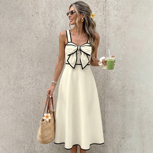 Vintage-style Resort Style Colorblock Strap Dress - XdropX