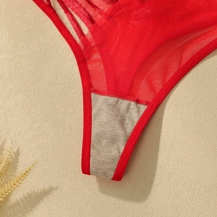 Lace Mesh Embroidered Lingerie, Transparent Ultra-thin Bra For Large Busts, Women's Underwear Set, Push-up Sexy Bra