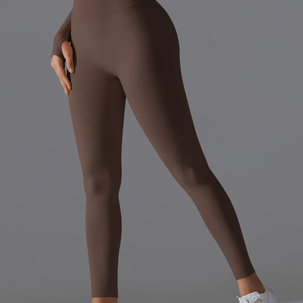 Seamless Solid High-Waist Peach Workout Leggings-6