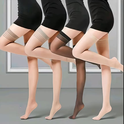 1 paar  gestreepte kousen voor dames, verkrijgbaar in meerdere kleuren voor plezier, glanzend, transparant, ultradunne knielange kousen, gestreepte en antislip nachtclubkousen voor dames - XdropX