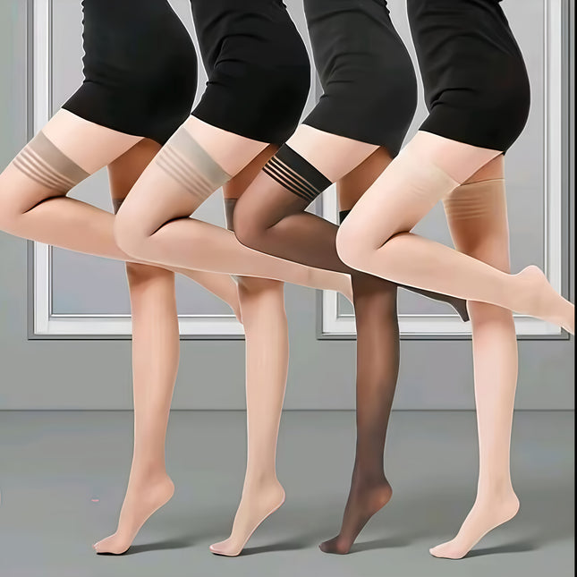 1 paar  gestreepte kousen voor dames, verkrijgbaar in meerdere kleuren voor plezier, glanzend, transparant, ultradunne knielange kousen, gestreepte en antislip nachtclubkousen voor dames - XdropX