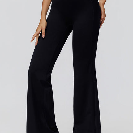 NakedFeel Contrast Ribbed Flare Pants-4