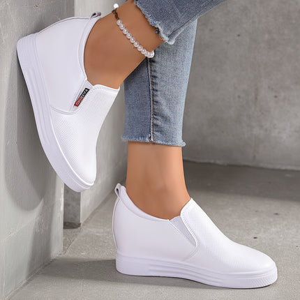 Dames casual instapschoenen voor alle seizoenen met lengteverhogend effect, witte sneakers met plateauzool en sleehak, veelzijdige outdoor loafers in grote maten voor gemakkelijk dragen, buitenlandse handel woon-werk schoenen voor dames, damesschoenen - XdropX
