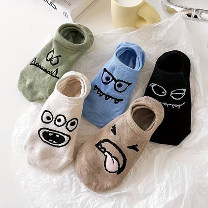[Klantfavoriet] 5 Paar/Willekeurig 1 Paar Unisex, Kleine Duivel Monster, Onzichtbaar, Comfortabele Anti-Slip Korte Sokken - XdropX