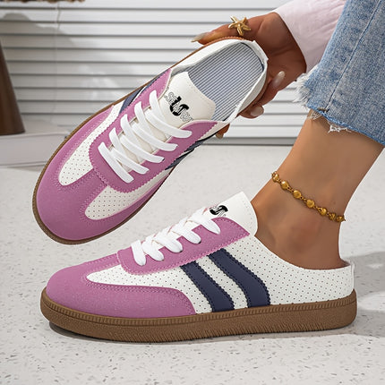Vintage Lage Comfortabele Dames Ploegschaap Casual Halve, Klassieke Gestreepte Patchwork Beschikbaar in Meerdere Kleurengroepen, Luie Schoenen Geschikt voor Alle Seizoenen, Ideaal voor Dagelijkse Uitjes en Street Fashion Looks, Dames Schoenen - XdropX