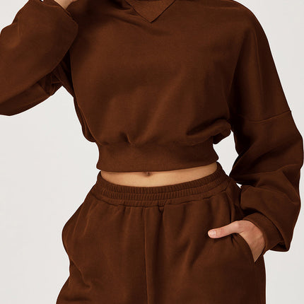 Chic Cocoa Crop Hoodie-0