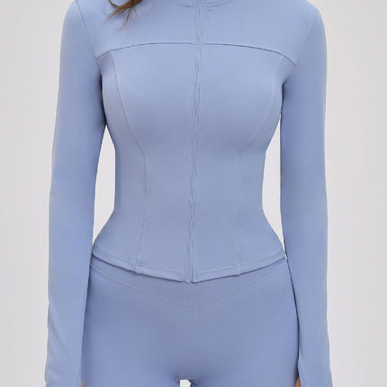Brushed Stand-Collar Full-Zip Yoga Jacket-4