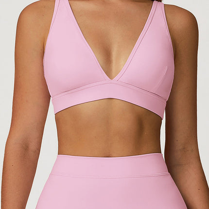 Sleek V-Neck Sports Bra-3