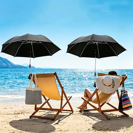 Nieuwe strandstoelparasol met zonbescherming, draagbare zonneschermparasol met clip, 360° draaibaar en in hoogte verstelbaar, biedt warmte-isolatie en zonbescherming, ideaal voor kamperen, strandstoelen, golfkarretjes