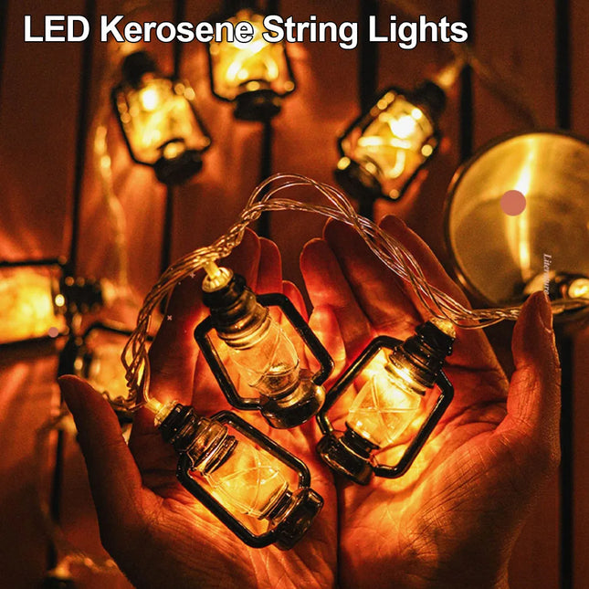 Led Fairy Lights Retro Kerosene Lamp LED String Lights Christmas Light Battery Powered Outdoor Yard Home Party Decoration - XdropX