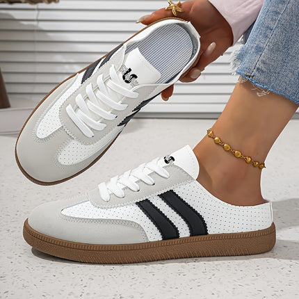 Vintage Lage Comfortabele Dames Ploegschaap Casual Halve, Klassieke Gestreepte Patchwork Beschikbaar in Meerdere Kleurengroepen, Luie Schoenen Geschikt voor Alle Seizoenen, Ideaal voor Dagelijkse Uitjes en Street Fashion Looks, Dames Schoenen - XdropX