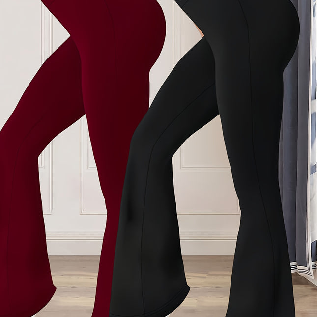 Tweedelige set - Dames High-Waisted Tummy-Control Uitlopende Broek, Slim-Fit Stretch Comfortabele Casual Broek, Geschikt voor Dansen En, Casual Leggings voor Buiten - XdropX