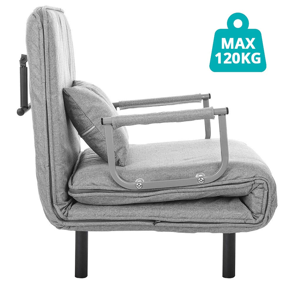 2-in-1 armchair bed, light grey-1