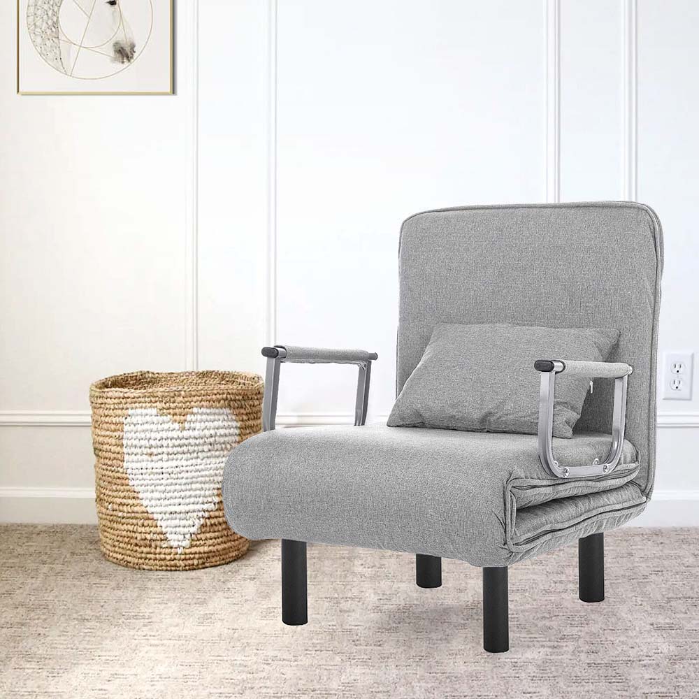 2-in-1 armchair bed, light grey-3