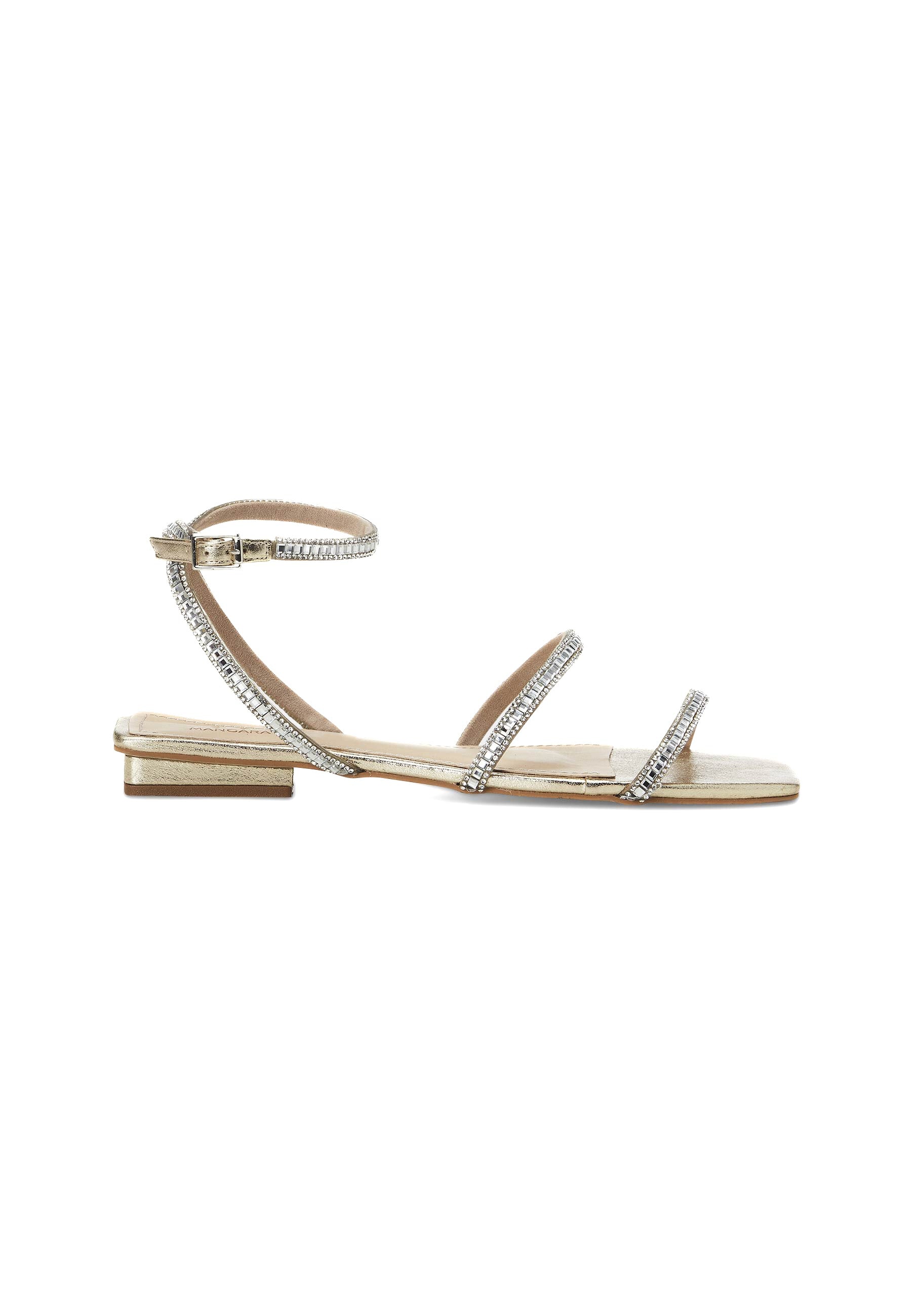 Silver Leather Flat Sandals – Handcrafted with Crystal Straps-0