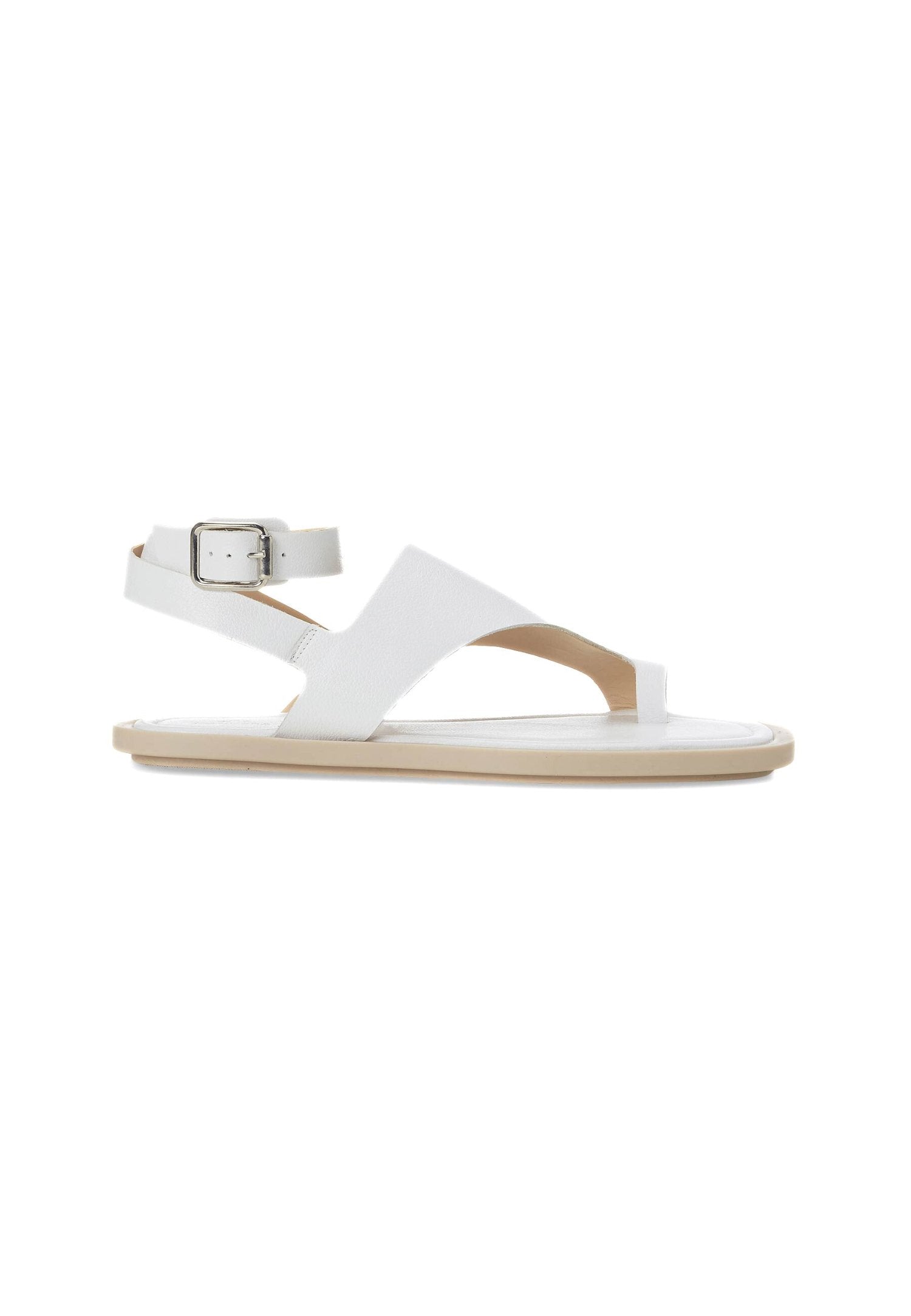 White Leather Toe-Ring Sandals – Handmade Women’s Flat Sandals-0