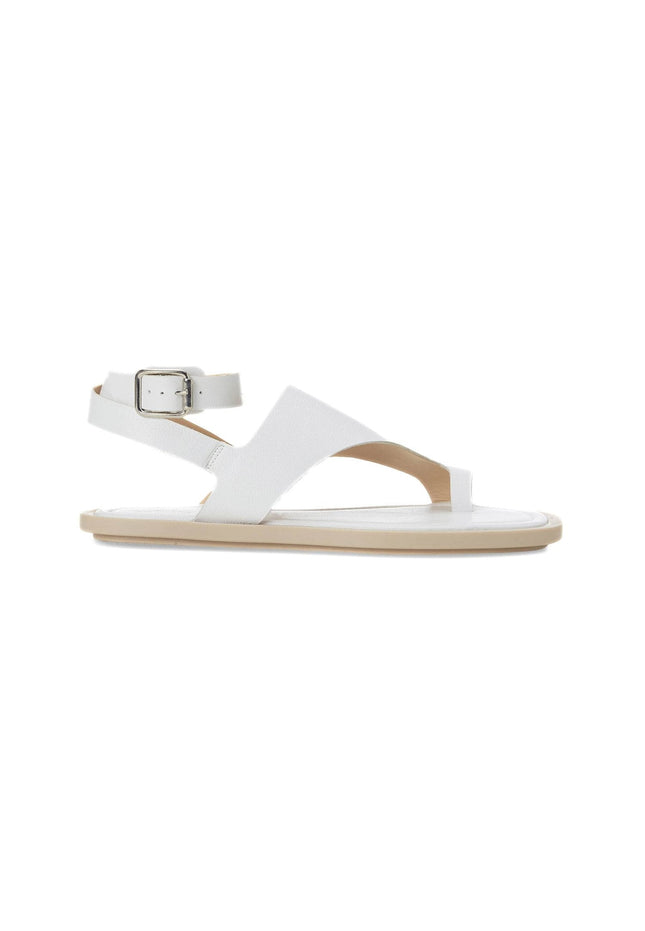 White Leather Toe-Ring Sandals – Handmade Women’s Flat Sandals-0