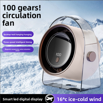 Summer New Circulating Fan, Multi-speed Adjustment, Wall & Desktop Dual Use, USB Rechargeable Mini Fan With Digital Display, High Power Cooling Fan For Home & Office