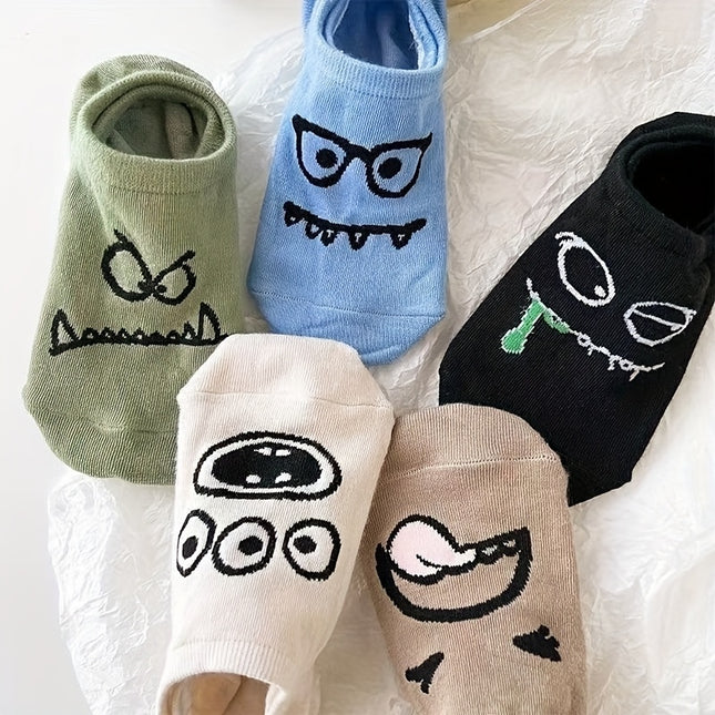 [Klantfavoriet] 5 Paar/Willekeurig 1 Paar Unisex, Kleine Duivel Monster, Onzichtbaar, Comfortabele Anti-Slip Korte Sokken - XdropX