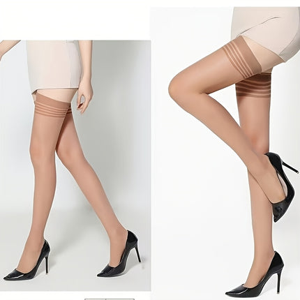 1 paar  gestreepte kousen voor dames, verkrijgbaar in meerdere kleuren voor plezier, glanzend, transparant, ultradunne knielange kousen, gestreepte en antislip nachtclubkousen voor dames - XdropX