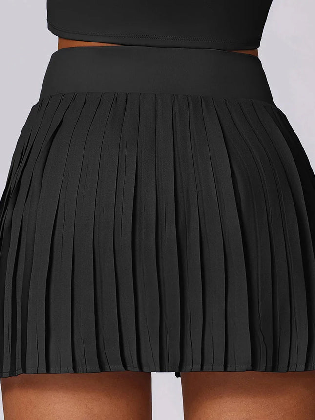Asymmetrical Pleated Tennis Skirt-1