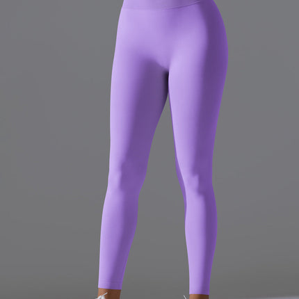 Seamless Solid High-Waist Peach Workout Leggings-1