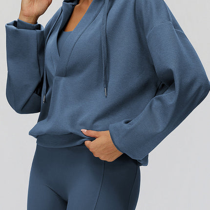 Oversized V-Neck Hoodie-2