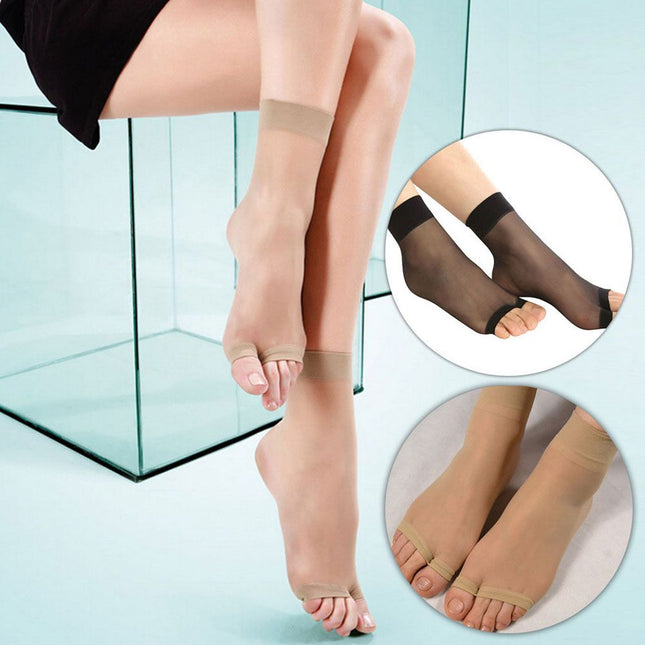 1 Paar Open Teen Knie Onzichtbare Kousen voor Vrouwen Ultradunne Antislip Effen Kleur Sokken Vingerloze Kousen - XdropX