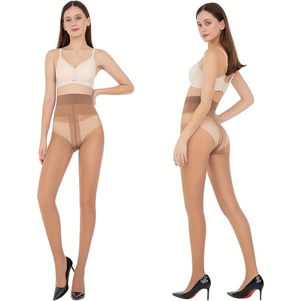 1 paar elegante naadloze T-rug bodystocking voor dames - Donkere effen kleur vormgevend bodysuit, ultracomfortabele stretch, gladde textuur met buikcontrole, handwasbaar doorschijnend voor dagelijks gebruik en speciale gelegenheden,  lange kousen voor da