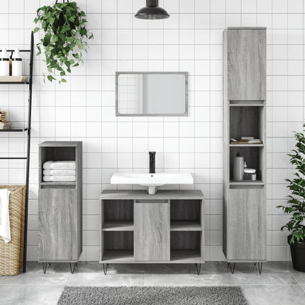 3-Delige Badkamermeubelset Bewerkt Hout Eikenkleur - XdropX