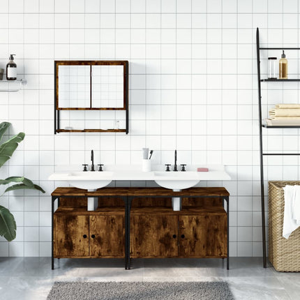 3-Delige Badkamermeubelset Bewerkt Hout Kleurig - XdropX