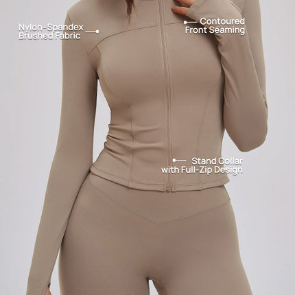 Brushed Stand-Collar Full-Zip Yoga Jacket-1