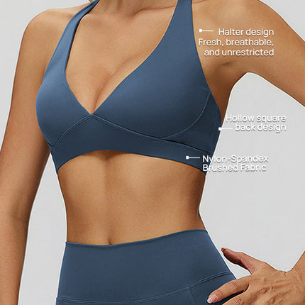 Sleek Back V-Neck Sports Bra-1