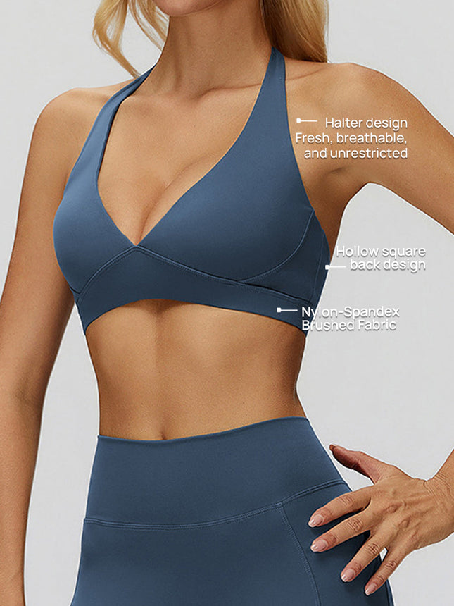Sleek Back V-Neck Sports Bra-1