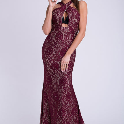 EVA & LOLA DRESS - Maroon 26011-2-0