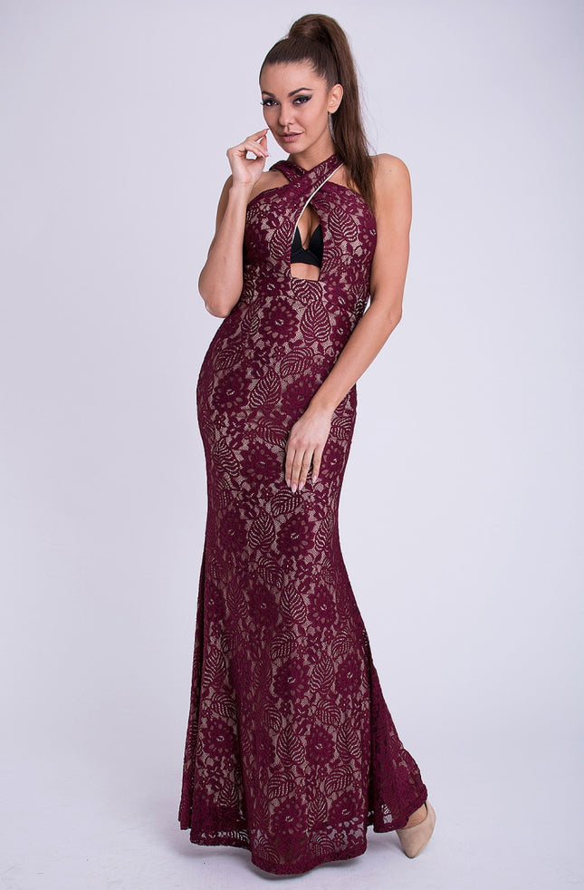 EVA & LOLA DRESS - Maroon 26011-2-0