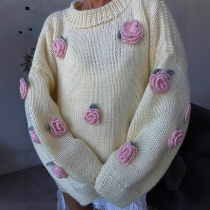 American And European-style Floral-decorated Sweater