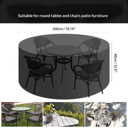 Outdoor Black Waterproof Round Dining Table Cover