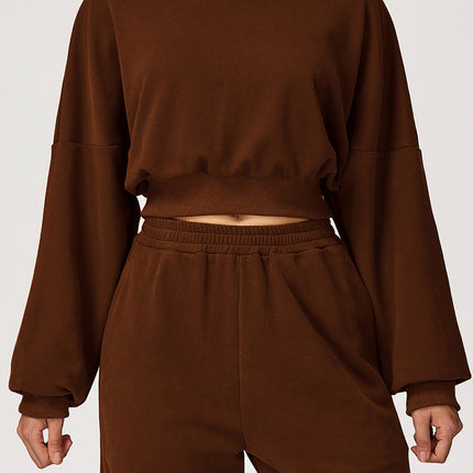 Chic Cocoa Crop Hoodie-3