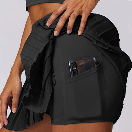 Asymmetrical Pleated Tennis Skirt-2
